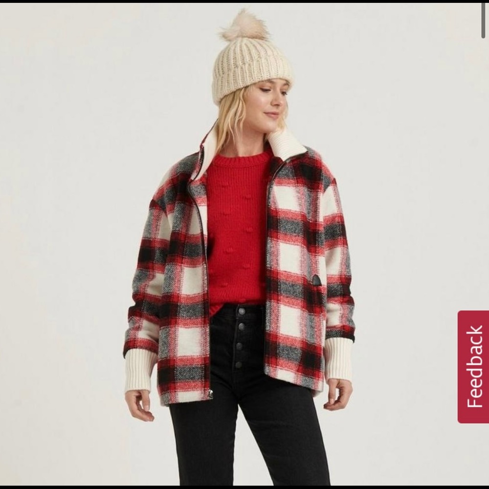 NWT Red Plaid Lucky Brand Coat